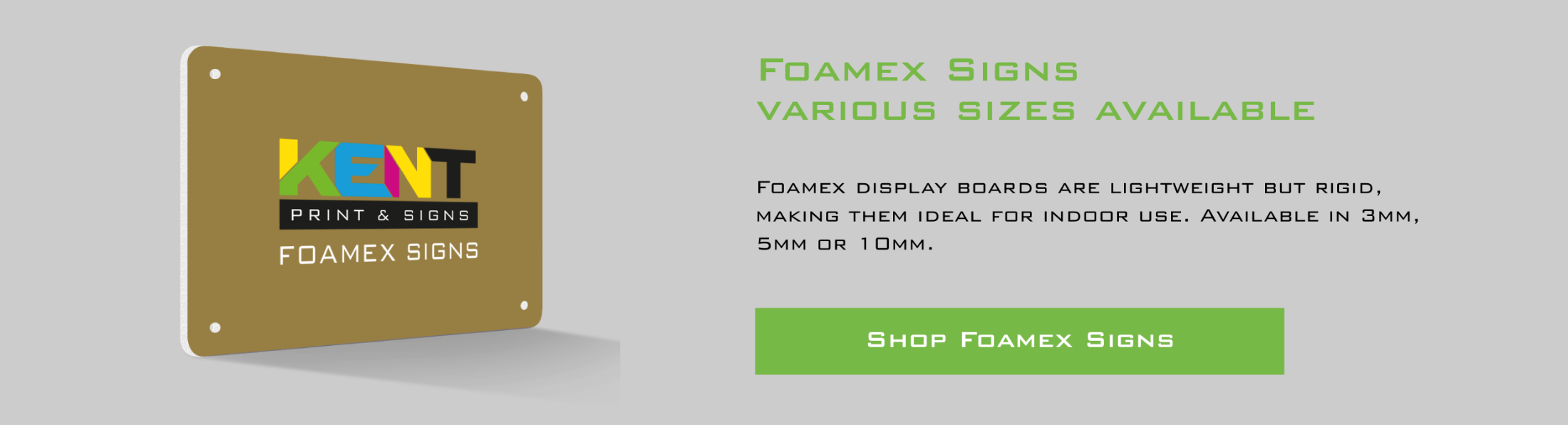 Foamex Signs, Various sizes available